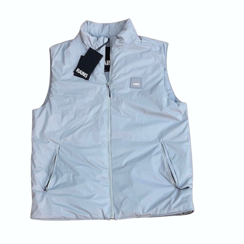 Rains Women Blue Gray Vest Size Medium